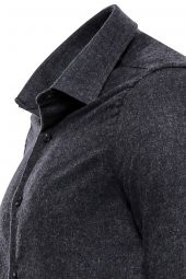 Desensiz Slim Fit Oduncu Koyu Gri Erkek Gömlek - 1