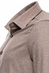 Desensiz Slimfit Bej Erkek Oduncu Gömlek - 1