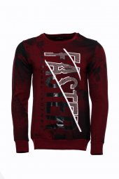 Bordo Taşlı Baskılı Sweatshirt - 1