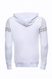 Beyaz Kapşonlu Desenli Sweatshirt - 3