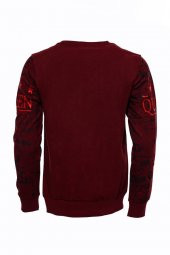 Bordo Taşlı Baskılı Sweatshirt - 6