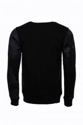 Siyah Taşlı Desenli Sweatshirt - 3