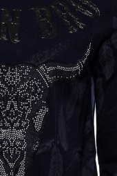 Lacivert Taşlı Desenli Sweatshirt - 2