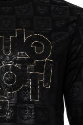 Siyah Taşlı Baskılı Sweatshirt - 2