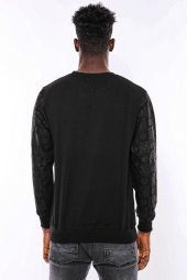 Siyah Taşlı Baskılı Sweatshirt - 5