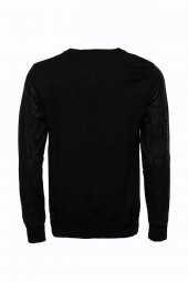 Siyah Taşlı Baskılı Sweatshirt - 6