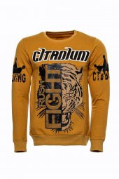 Hardal Taşlı Baskılı Bsiklet Yaka Sweatshirt - 2