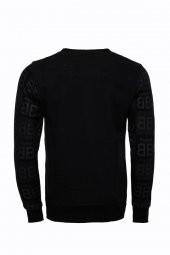Siyah Taşlı Desenli Sweatshirt - 7