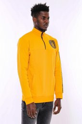 Sarı Fermuarlı Baskılı Sweatshirt - 3
