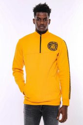 Sarı Fermuarlı Baskılı Sweatshirt - 5