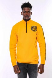 Sarı Fermuarlı Baskılı Sweatshirt - 7