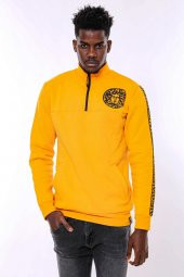 Sarı Fermuarlı Baskılı Sweatshirt - 8
