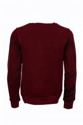 Bordo Taşlı Baskılı Bsiklet Yaka Sweatshirt - 3