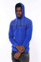Lacivert Kapşonlu Taşlı Baskılı Desenli Sweatshirt - 10