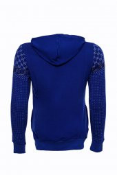 Lacivert Kapşonlu Taşlı Baskılı Desenli Sweatshirt - 2