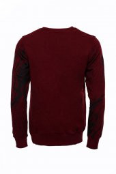 Bordo Taşlı Baskılı Sweatshirt - 3