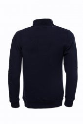 Lacivert Fermuarlı Baskılı Sweatshirt - 4