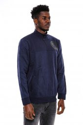 Lacivert Fermuarlı Baskılı Sweatshirt - 5