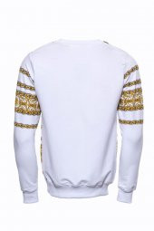 Beyaz Baskılı Taşlı Sweatshirt - 8