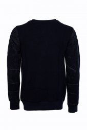 Lacivert Taşlı Desenli Sweatshirt - 4