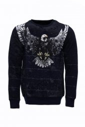 Lacivert Taşlı Desenli Sweatshirt - 6