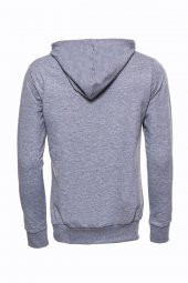 Gri Taşlı Baskılı Kapşonşlu Sweatshirt - 5