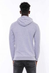 Gri Taşlı Baskılı Kapşonşlu Sweatshirt - 10