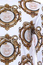 Beyaz Baskılı Taşlı Bisiklet Yaka Sweatshirt thumbnail 2