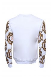 Beyaz Baskılı Taşlı Bisiklet Yaka Sweatshirt thumbnail 3