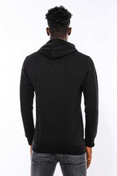 Siyah Kapşonlu Baskılı Sweatshirt - 6