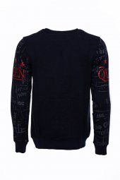 Lacivert Taşlı Desenli Sweatshirt - 2