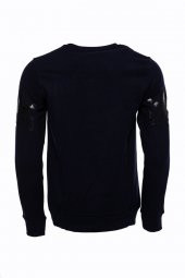 Lacivert Taşlı Baskılı Desenli Sweatshirt - 3