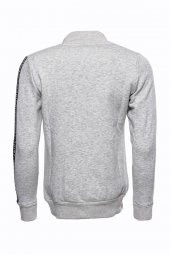 Gri Fermuarlı Baskılı Sweatshirt - 6