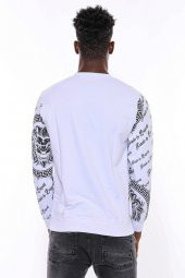 Beyaz Baskılı Taşlı Sweatshirt - 8