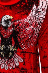 Kırmızı Baskılı Bisiklet Yaka Sweatshirt - 8