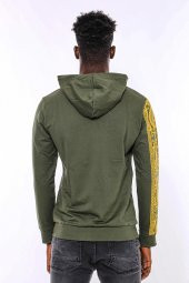 Yeşil Kapşonlu Baskılı Sweatshirt - 5