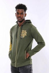 Yeşil Kapşonlu Baskılı Sweatshirt - 7