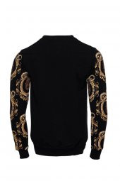 Siyah Taşlı Desenli Sweatshirt - 3