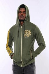Yeşil Kapşonlu Baskılı Sweatshirt - 9