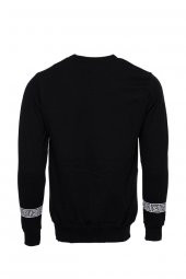 Siyah Taşlı Desenli Sweatshirt - 3