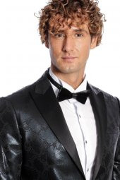 Desenli Slim Fit Siyah Erkek Smokin Ceket - 1