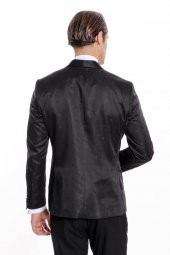 Nokta Desenli Slim Fit Siyah Erkek Smokin Ceket - 9