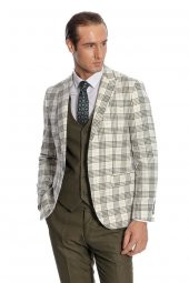 Ekose Ceketli Slim Fit Yeşil Erkek Takım Elbise - 4