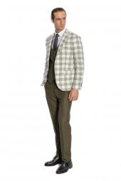 Ekose Ceketli Slim Fit Yeşil Erkek Takım Elbise - 5