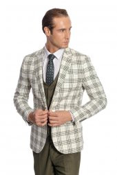 Ekose Ceketli Slim Fit Yeşil Erkek Takım Elbise - 6