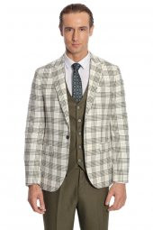 Ekose Ceketli Slim Fit Yeşil Erkek Takım Elbise - 8