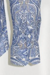 Mavi Damask Desenli Slim Fit Gömlek - 3