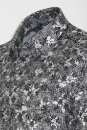 Çiçek Desenli Koyu Gri Slim Fit Gömlek - 1