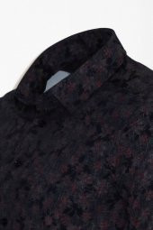 Çiçek Desenli Lacivert Slim Fit Gömlek - 1