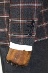 Ekose Desenli Siyah Slim Fit Takım Elbise - 6